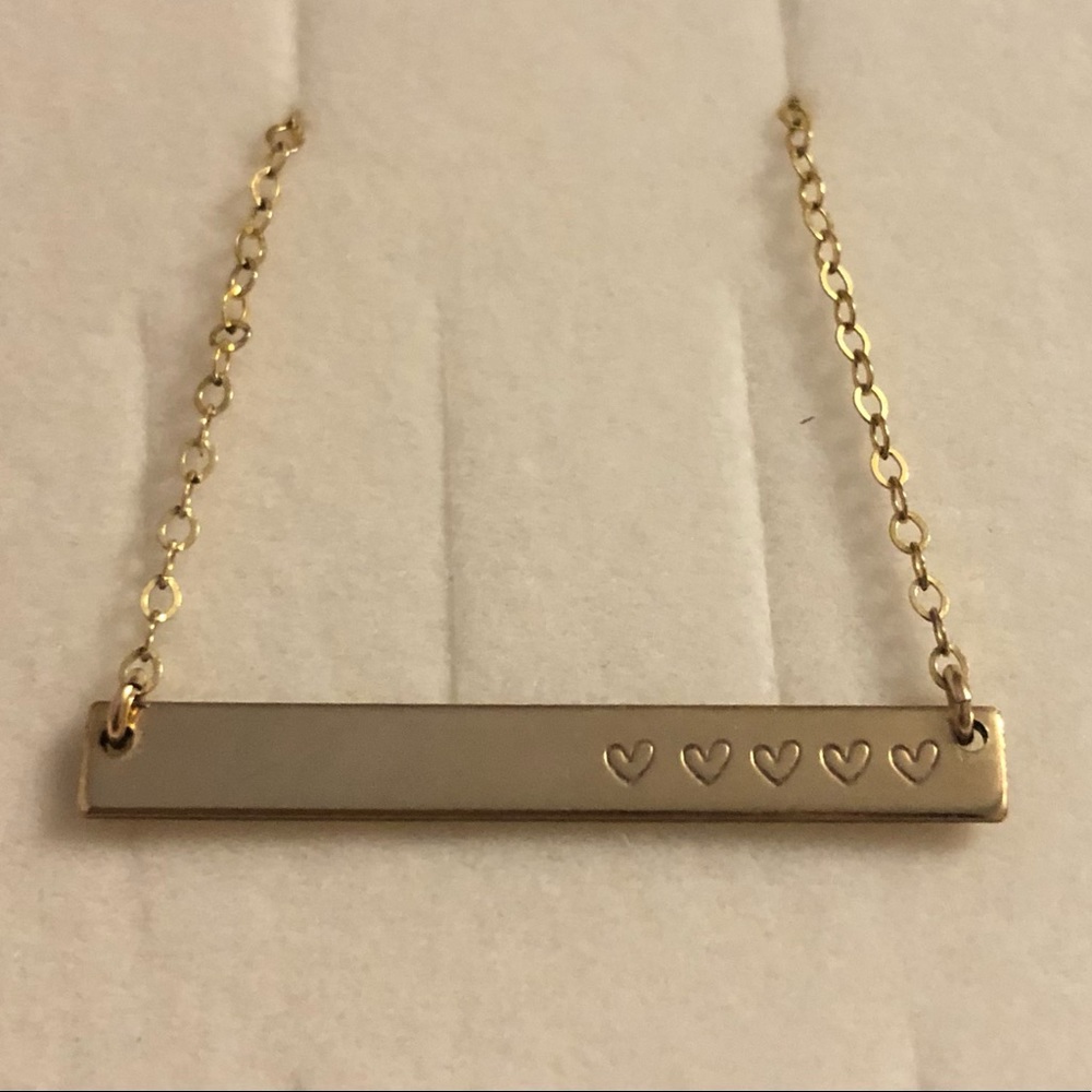 Made by Mary Bar Necklace with five hearts